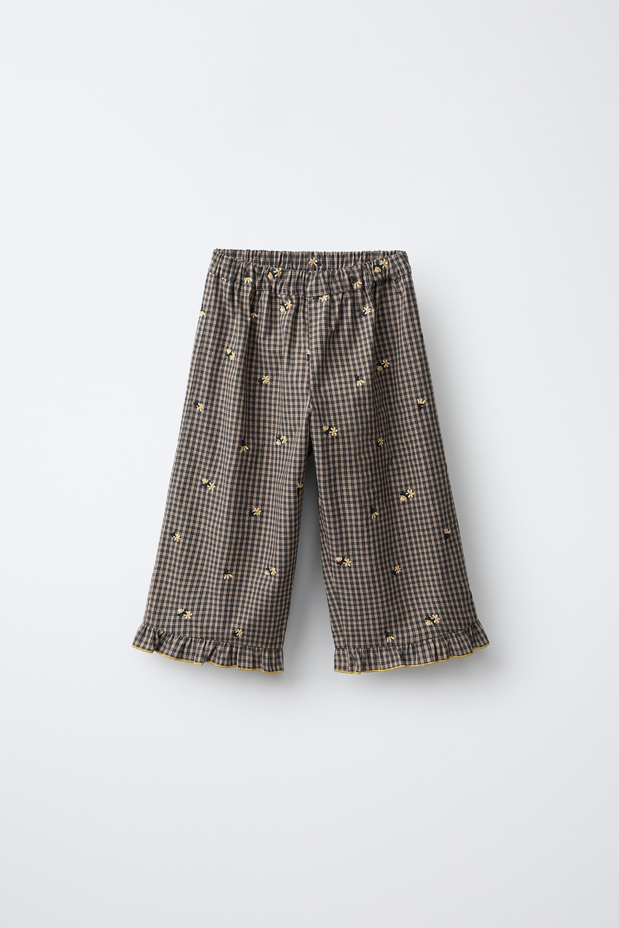 JUPE-CULOTTE À CARREAUX VICHY ET FLEURS BRODÉES